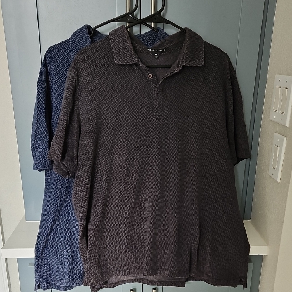 Set 0f 2 100% Cotton Robert Barakett Men's Polo Shirts - Black and Navy